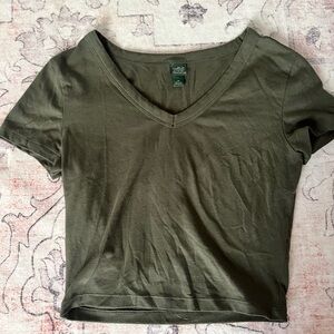 Wild Fable Green Crop Fitted Short Sleeve T-Shirt
